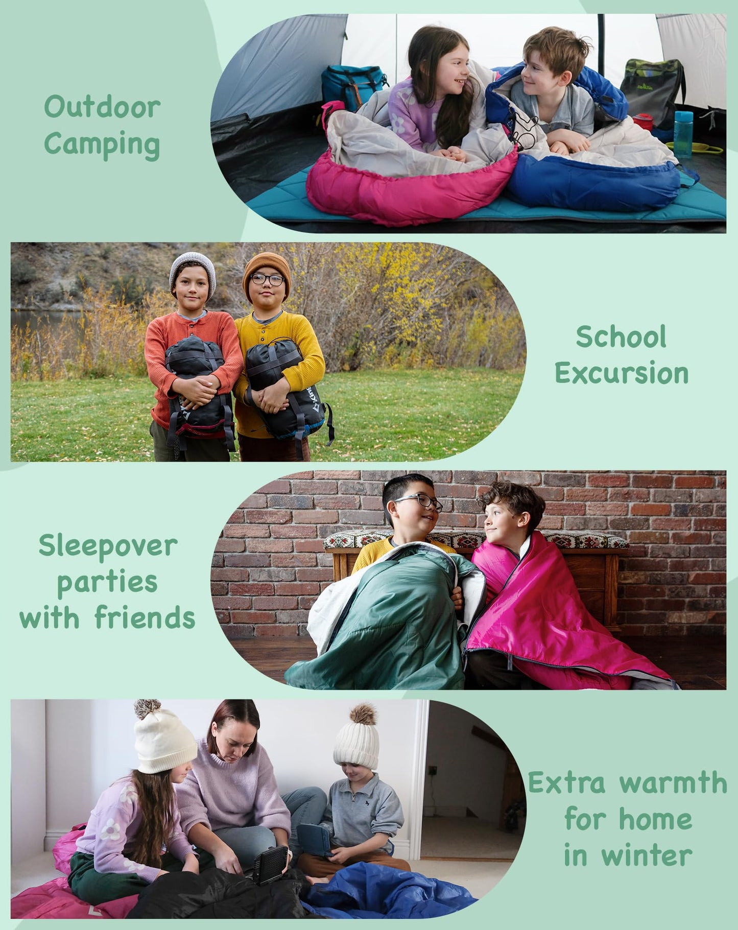 KingCamp Cotton Sleeping Bag for Kids | Indoor & Outdoor Use
