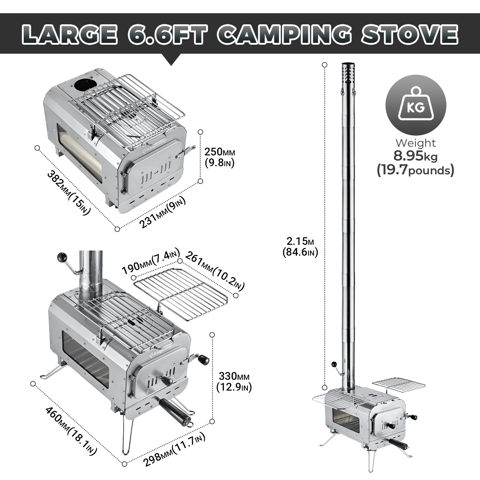 KingCamp Surefire Stove Stainless Steel Frame Hot Tent Stove