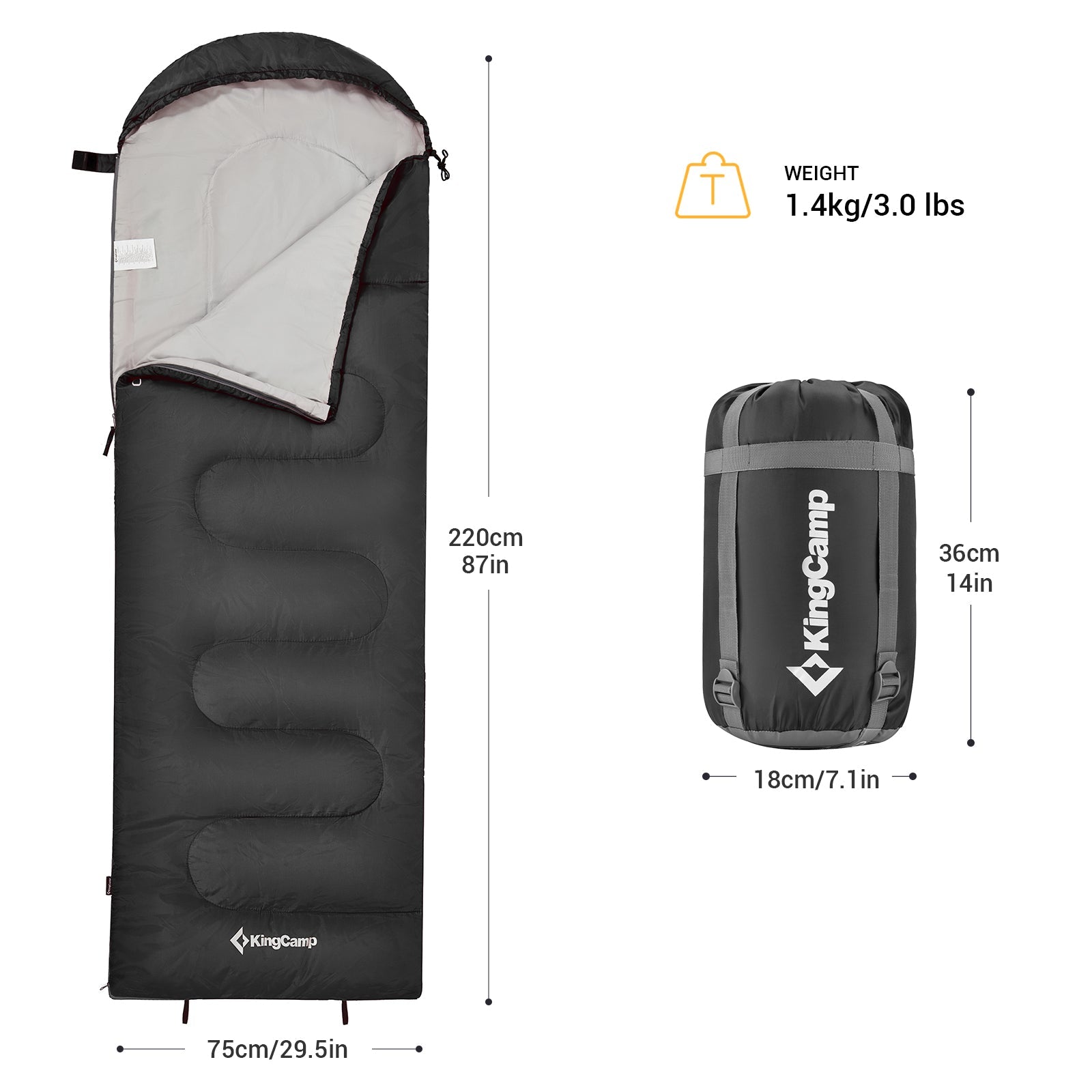 KingCamp Joinable 3 Season Envelope Sleeping Bag