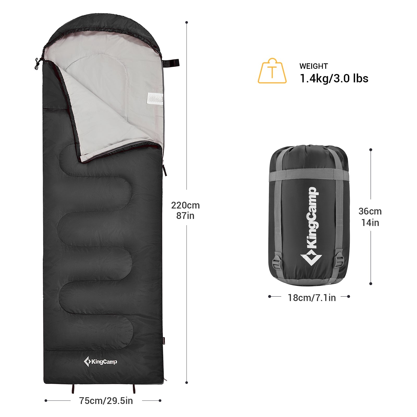 KingCamp Joinable 3 Season Envelope Sleeping Bag