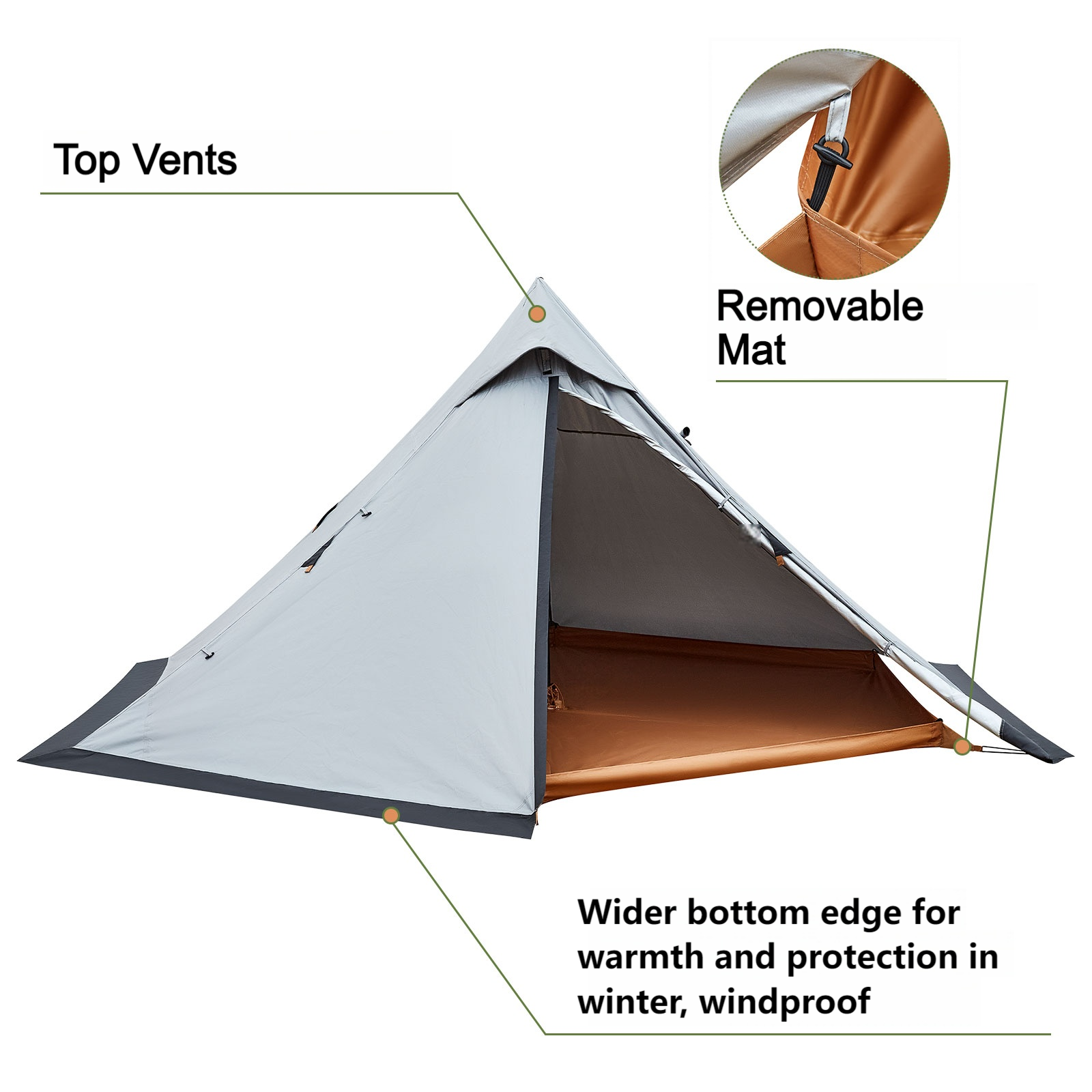 KingCamp Tipi Hot Tents with Stove Jack for 1-2 People