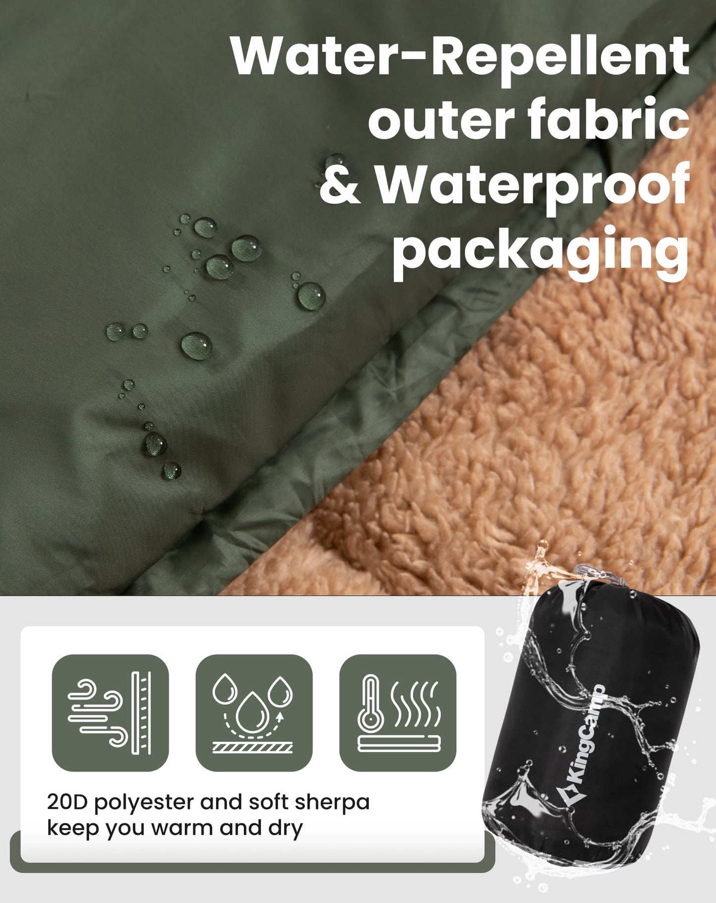 KingCamp Solid Sherpa Fleece Camping Blanket