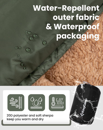 KingCamp Solid Sherpa Fleece Camping Blanket