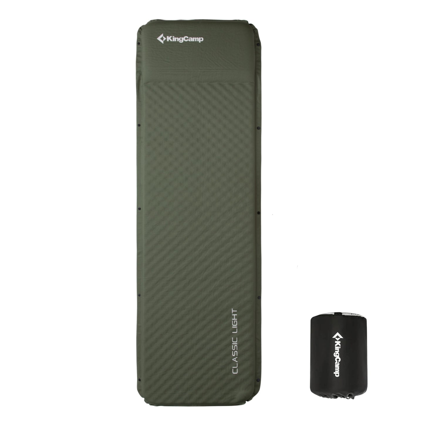 KingCamp Classic Light Self-Inflating Sleeping Mat - 5cm Thick with Pillow | Compact for UK Camping & Backpacking