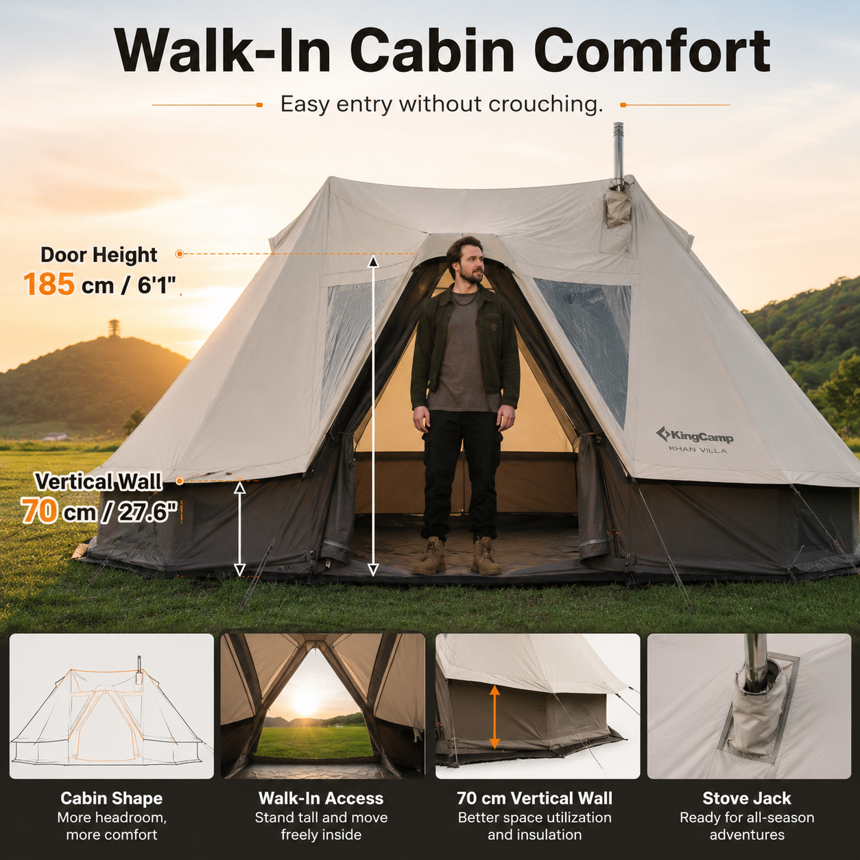 KingCamp Khan Villa 4-Season 4-6 Person Bell Tent
