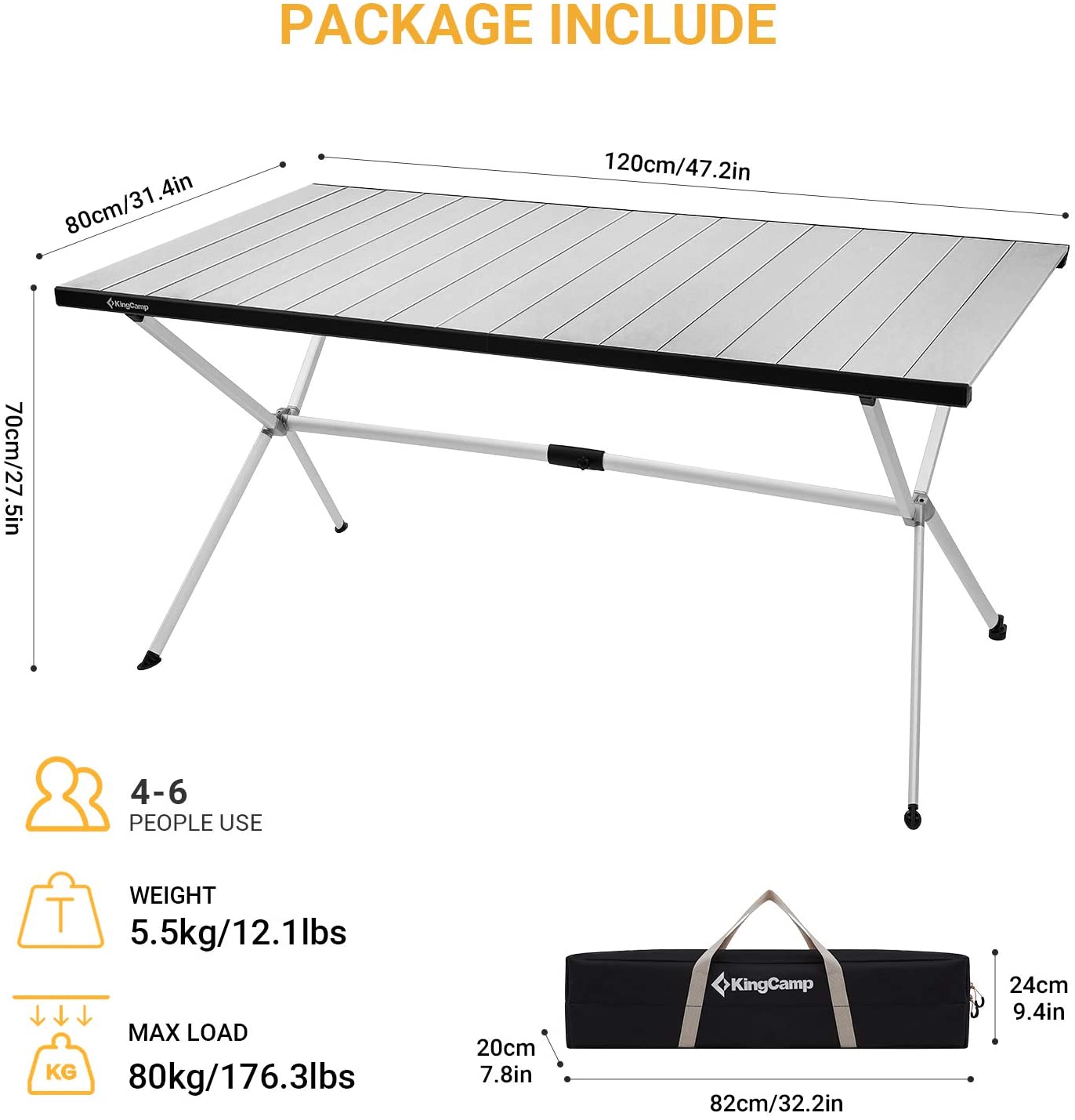 KingCamp Roll Up Folding Camping Table