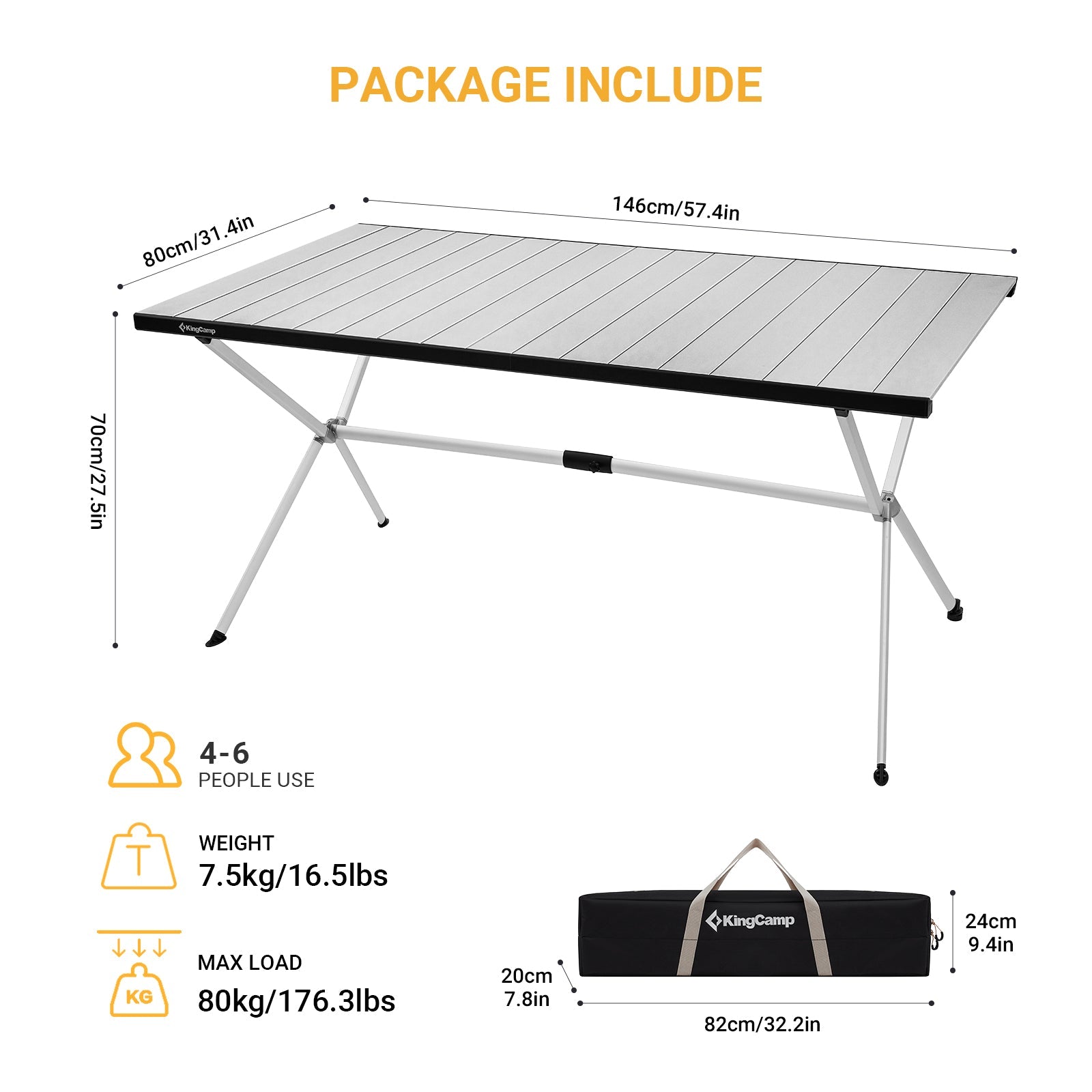 KingCamp Roll Up Folding Camping Table