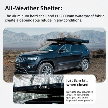 KingCamp ENDLESS 8 Rooftop Tent – Ultra-Thin 8cm Hard Shell, Waterproof & Lightweight for 4x4 & SUV Overlanding
