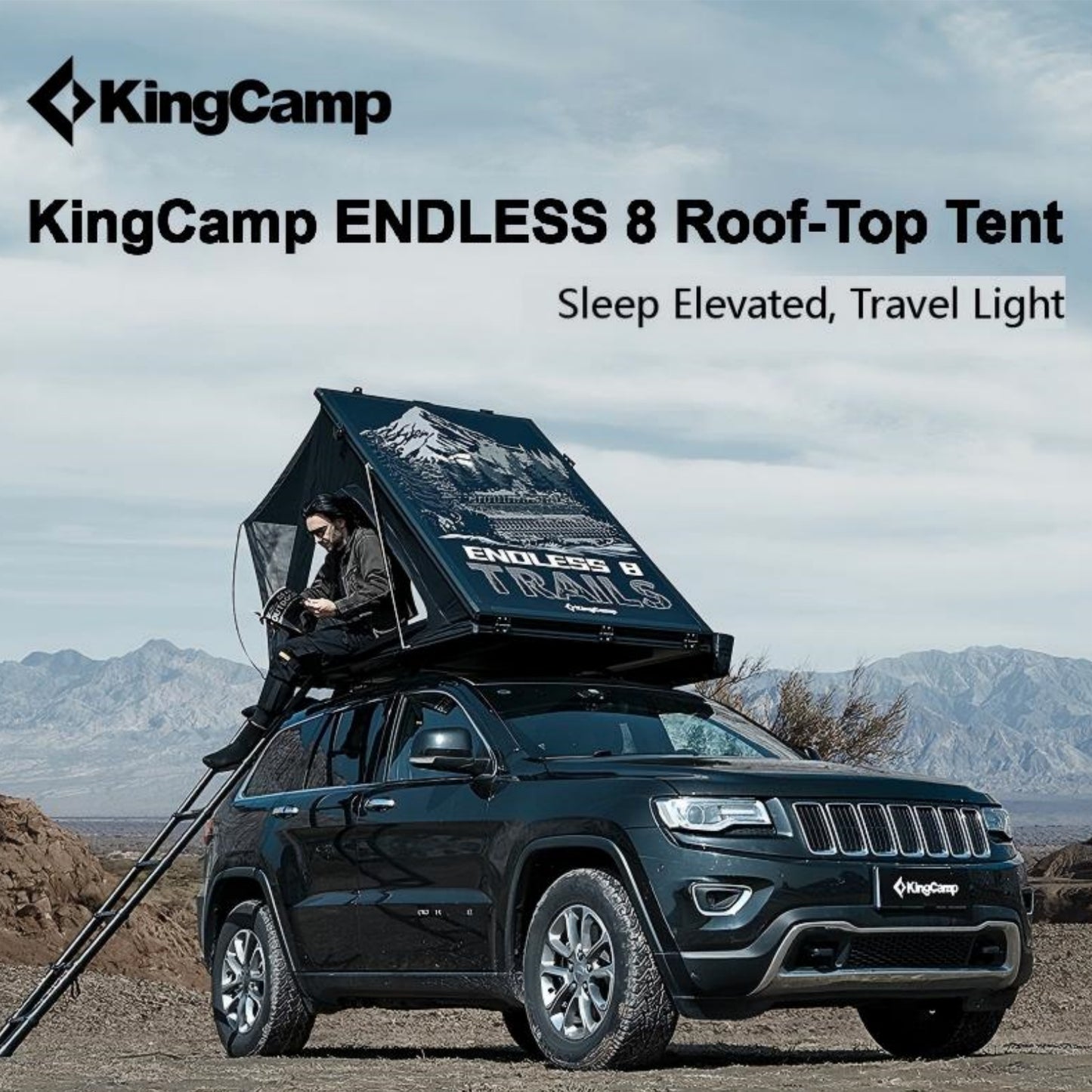 KingCamp ENDLESS 8 Rooftop Tent – Ultra-Thin 8cm Hard Shell, Waterproof & Lightweight for 4x4 & SUV Overlanding