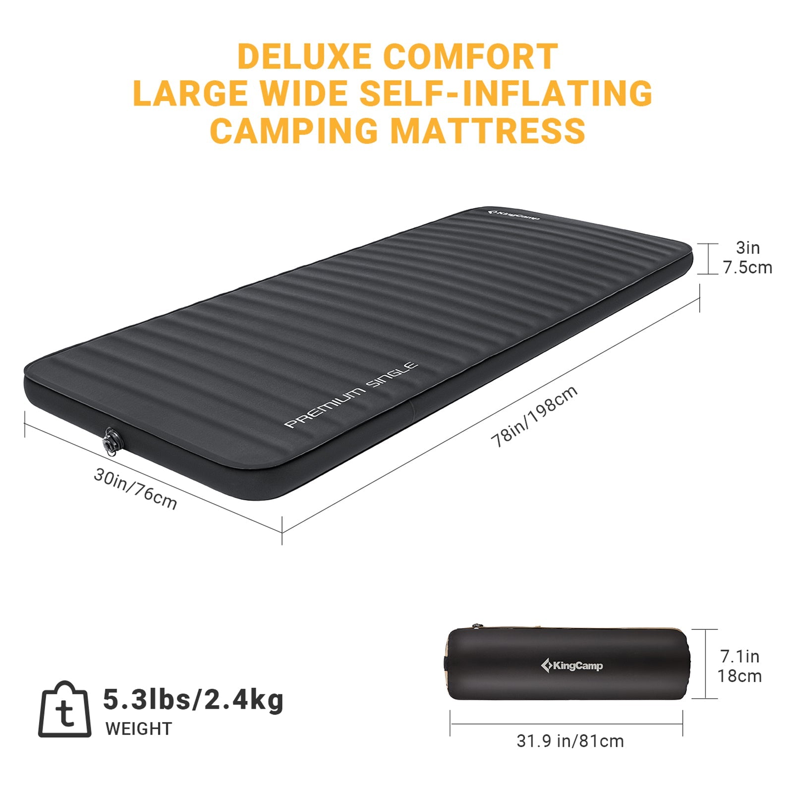 KingCamp Self Inflating Foam Sleeping Pad Double/Single