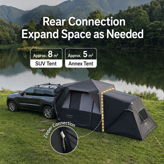 NEW | KingCamp BOUNDLESS X3 PRO Bedroom - Expandable Sleeping Attachment for SUV Tent, 3-4 Person Waterproof Shelter, Connects via Zipper