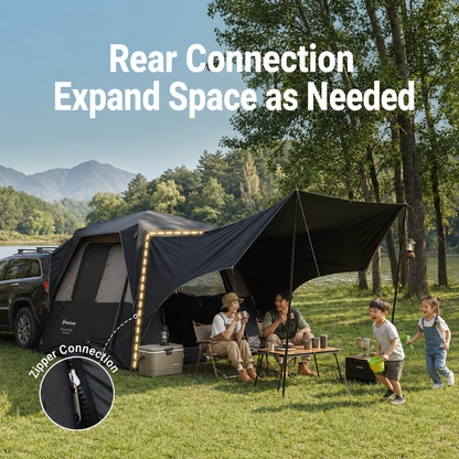 NEW | KingCamp BOUNDLESS X 3 PRO Tarp – UPF50+ Waterproof Canopy for SUV Tent, 15+ sq ft Expandable Sun Shelter, Standalone or Connects to X3 PRO Camping Tent