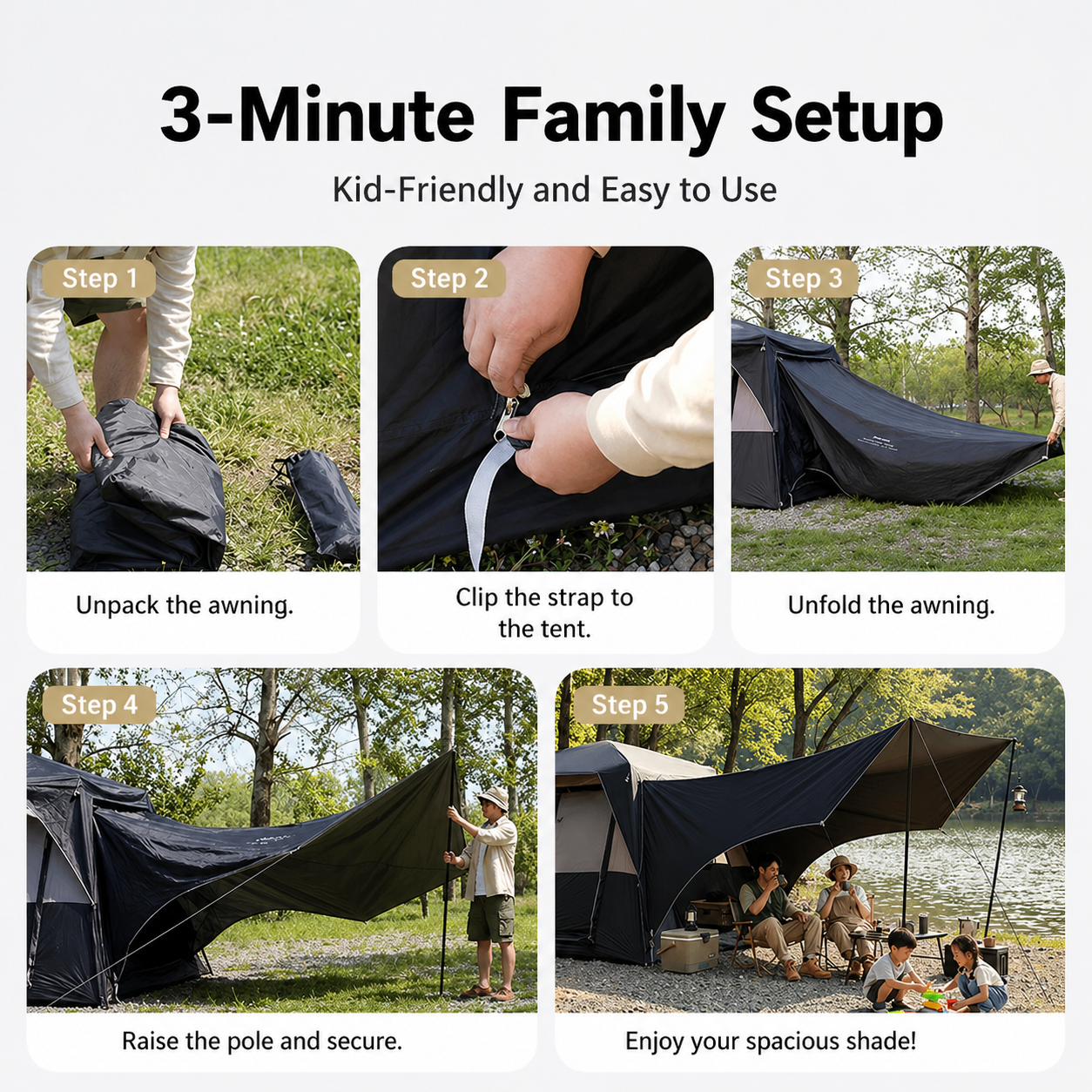 NEW | KingCamp BOUNDLESS X 3 PRO Tarp – UPF50+ Waterproof Canopy for SUV Tent, 15+ sq ft Expandable Sun Shelter, Standalone or Connects to X3 PRO Camping Tent