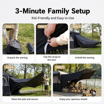 NEW | KingCamp BOUNDLESS X 3 PRO Tarp – UPF50+ Waterproof Canopy for SUV Tent, 15+ sq ft Expandable Sun Shelter, Standalone or Connects to X3 PRO Camping Tent