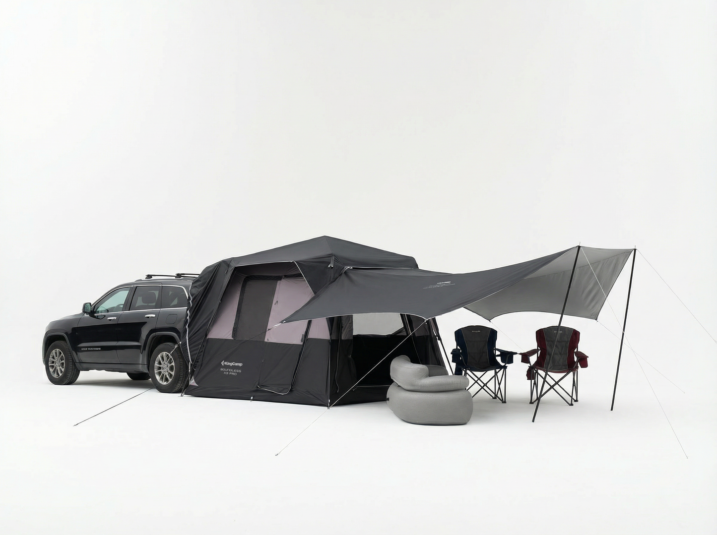 NEW | KingCamp BOUNDLESS X 3 PRO Tarp – UPF50+ Waterproof Canopy for SUV Tent, 15+ sq ft Expandable Sun Shelter, Standalone or Connects to X3 PRO Camping Tent