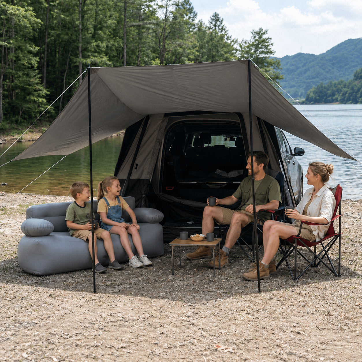 NEW | KingCamp BOUNDLESS X 3 PRO Tarp – UPF50+ Waterproof Canopy for SUV Tent, 15+ sq ft Expandable Sun Shelter, Standalone or Connects to X3 PRO Camping Tent