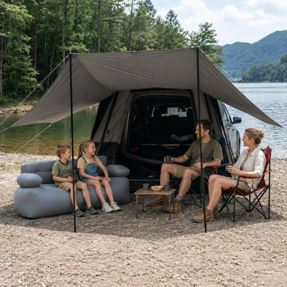 NEW | KingCamp BOUNDLESS X 3 PRO Tarp – UPF50+ Waterproof Canopy for SUV Tent, 15+ sq ft Expandable Sun Shelter, Standalone or Connects to X3 PRO Camping Tent