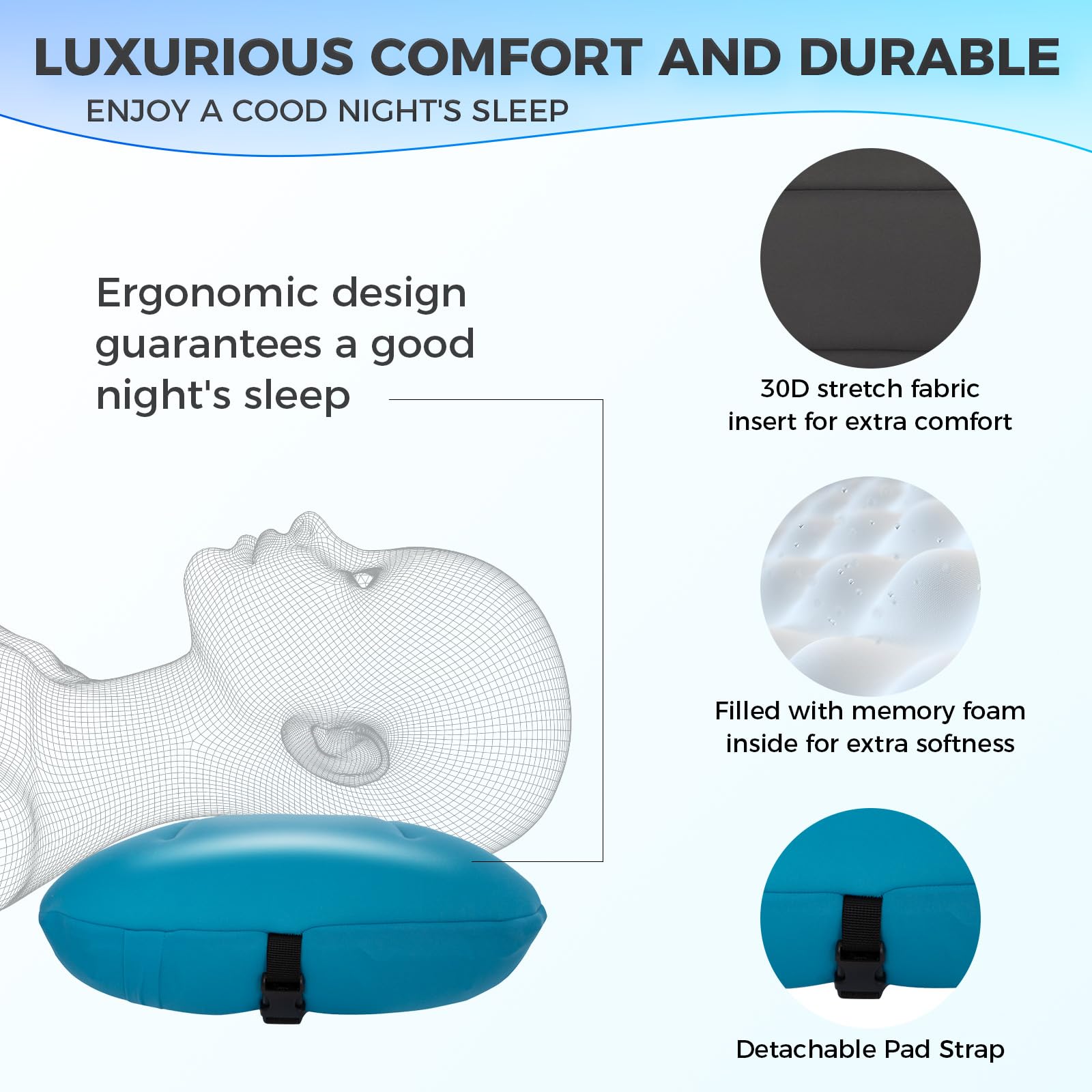 KingCamp HYPNOS Compact Inflatable Camping Pillow with Washable Cover