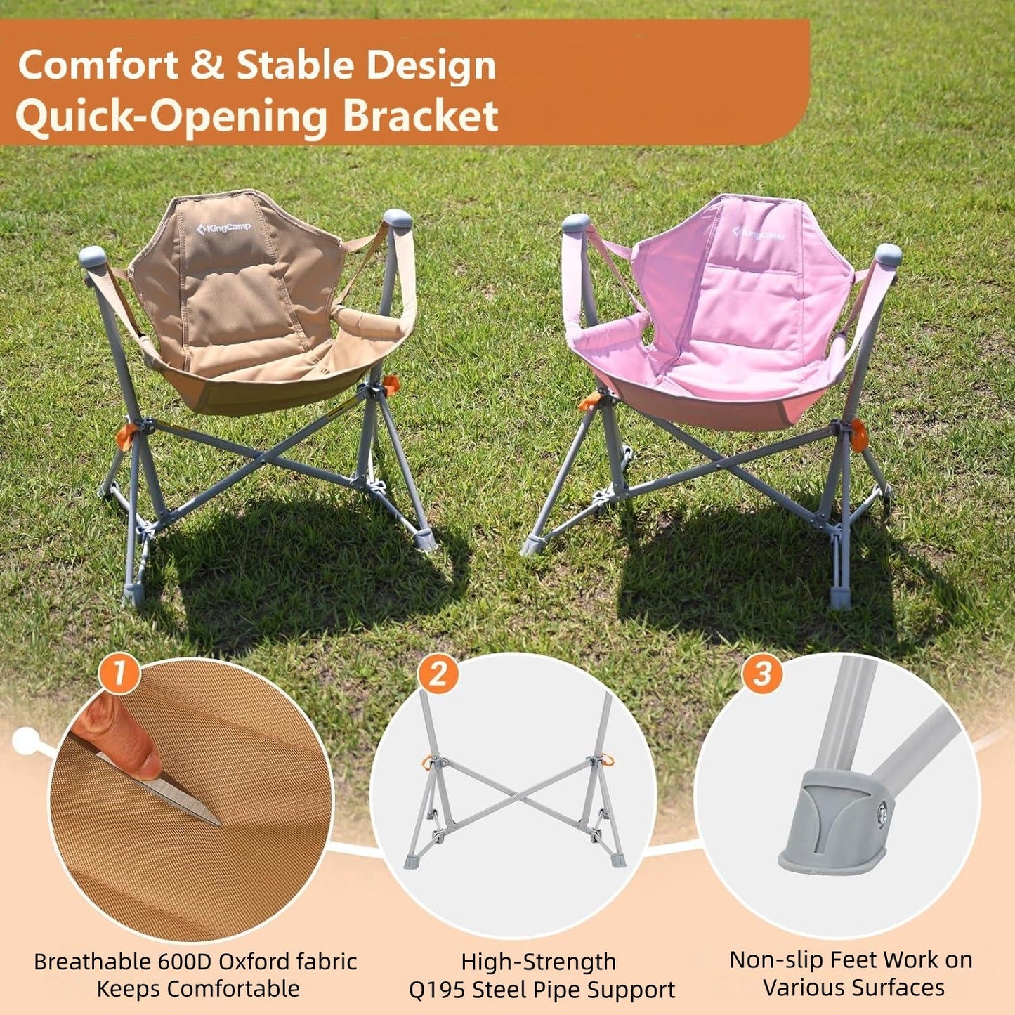 Perfect Gift For Kid KingCamp Kids Hammock Chair with Stand a?? Adjustable Folding Chair for Outdoor & Indoor Use