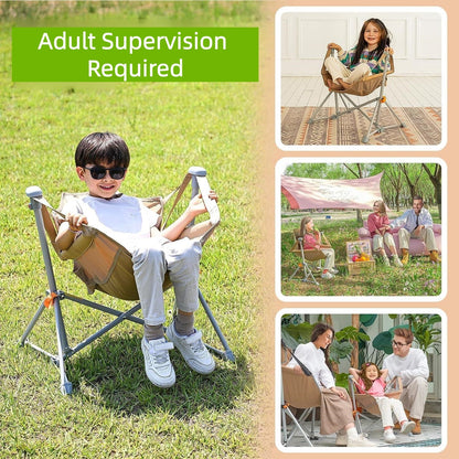 Perfect Gift For Kid KingCamp Kids Hammock Chair with Stand a?? Adjustable Folding Chair for Outdoor & Indoor Use