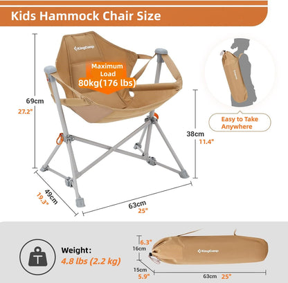 Perfect Gift For Kid KingCamp Kids Hammock Chair with Stand a?? Adjustable Folding Chair for Outdoor & Indoor Use