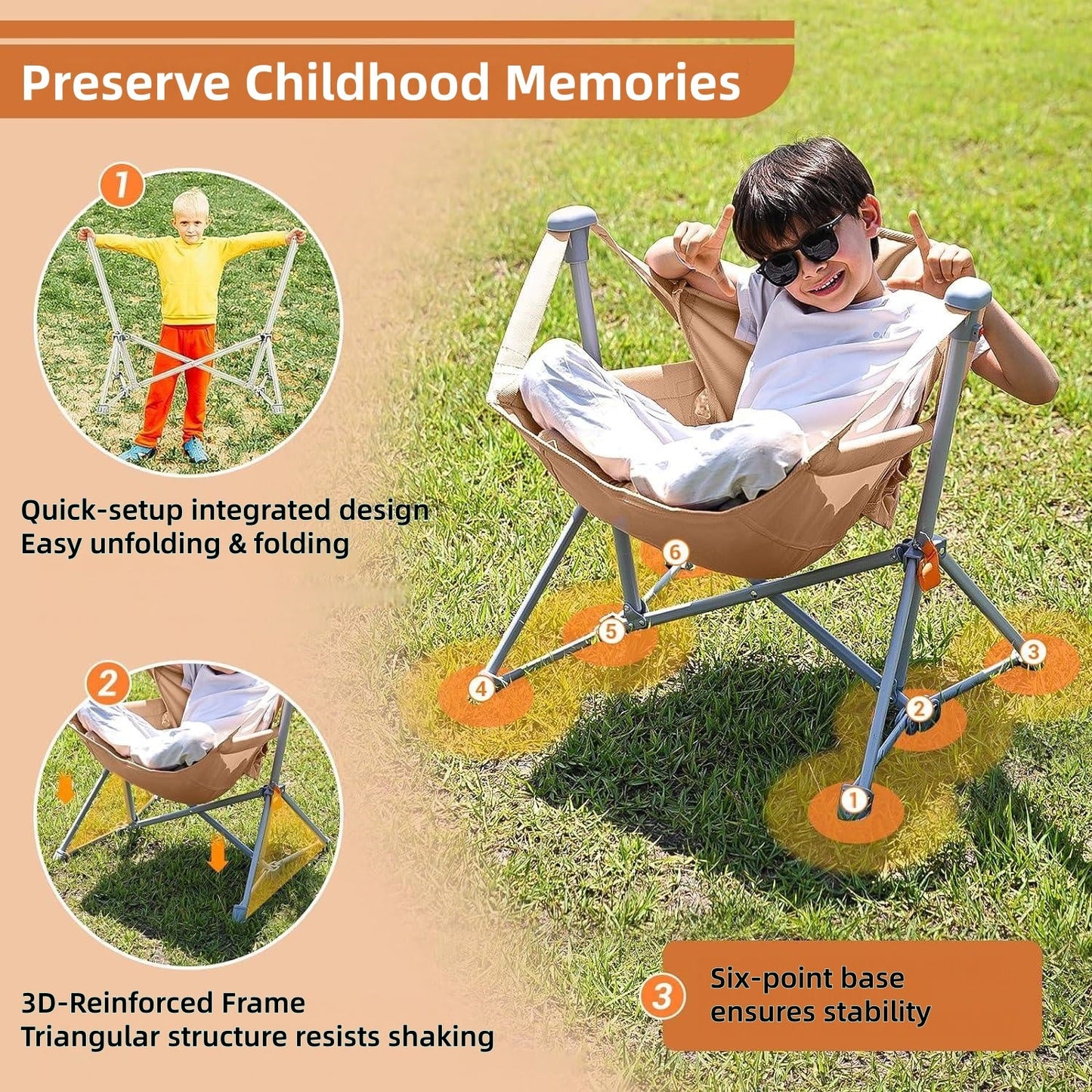 Perfect Gift For Kid KingCamp Kids Hammock Chair with Stand a?? Adjustable Folding Chair for Outdoor & Indoor Use