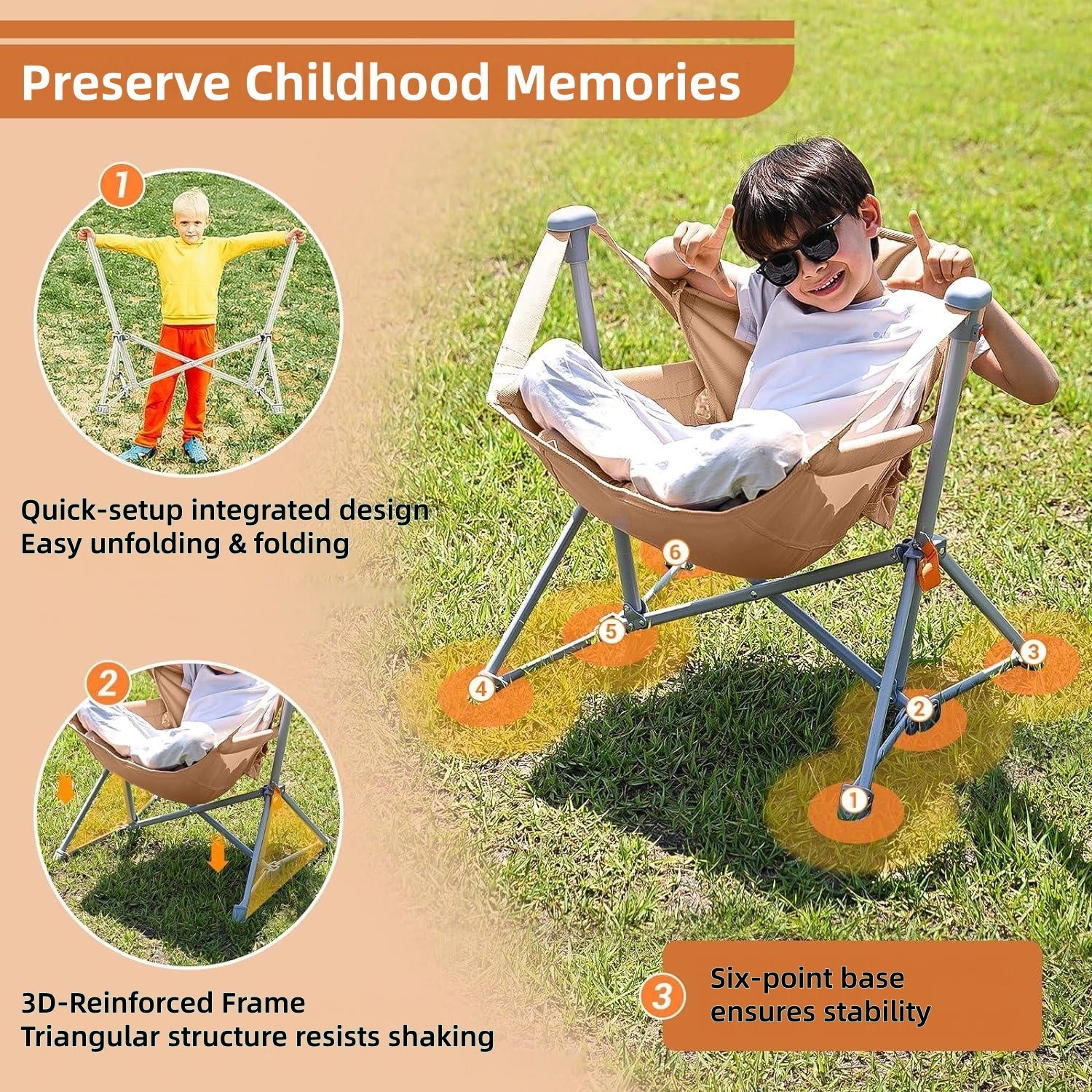 Perfect Gift For Kid KingCamp Kids Hammock Chair with Stand a?? Adjustable Folding Chair for Outdoor & Indoor Use