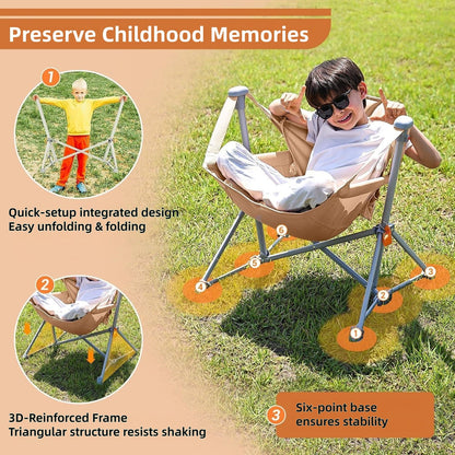Perfect Gift For Kid KingCamp Kids Hammock Chair with Stand a?? Adjustable Folding Chair for Outdoor & Indoor Use
