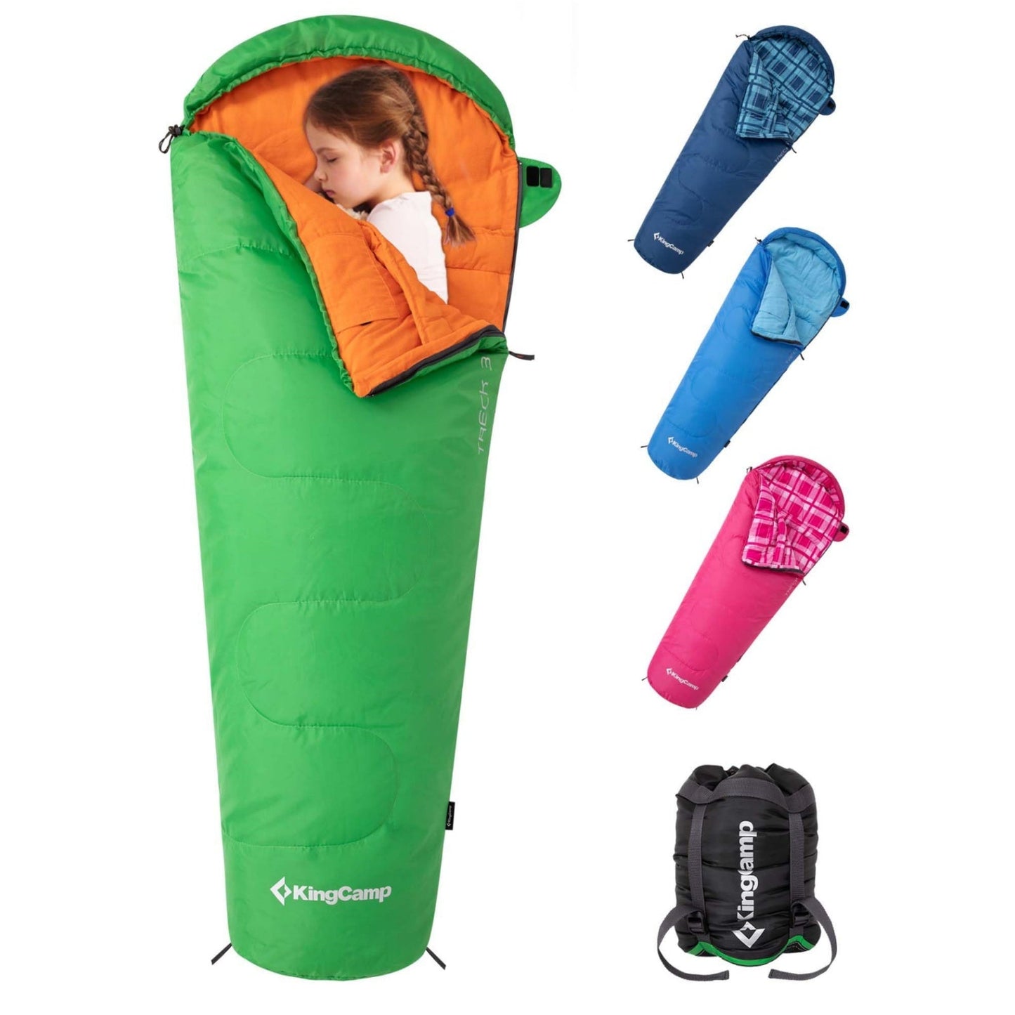 KingCamp Kids Mummy Sleeping Bag - 3-Season Warm & Snug Fit for Camping, Ages 8-12 (up to 4'7" Tall) Green