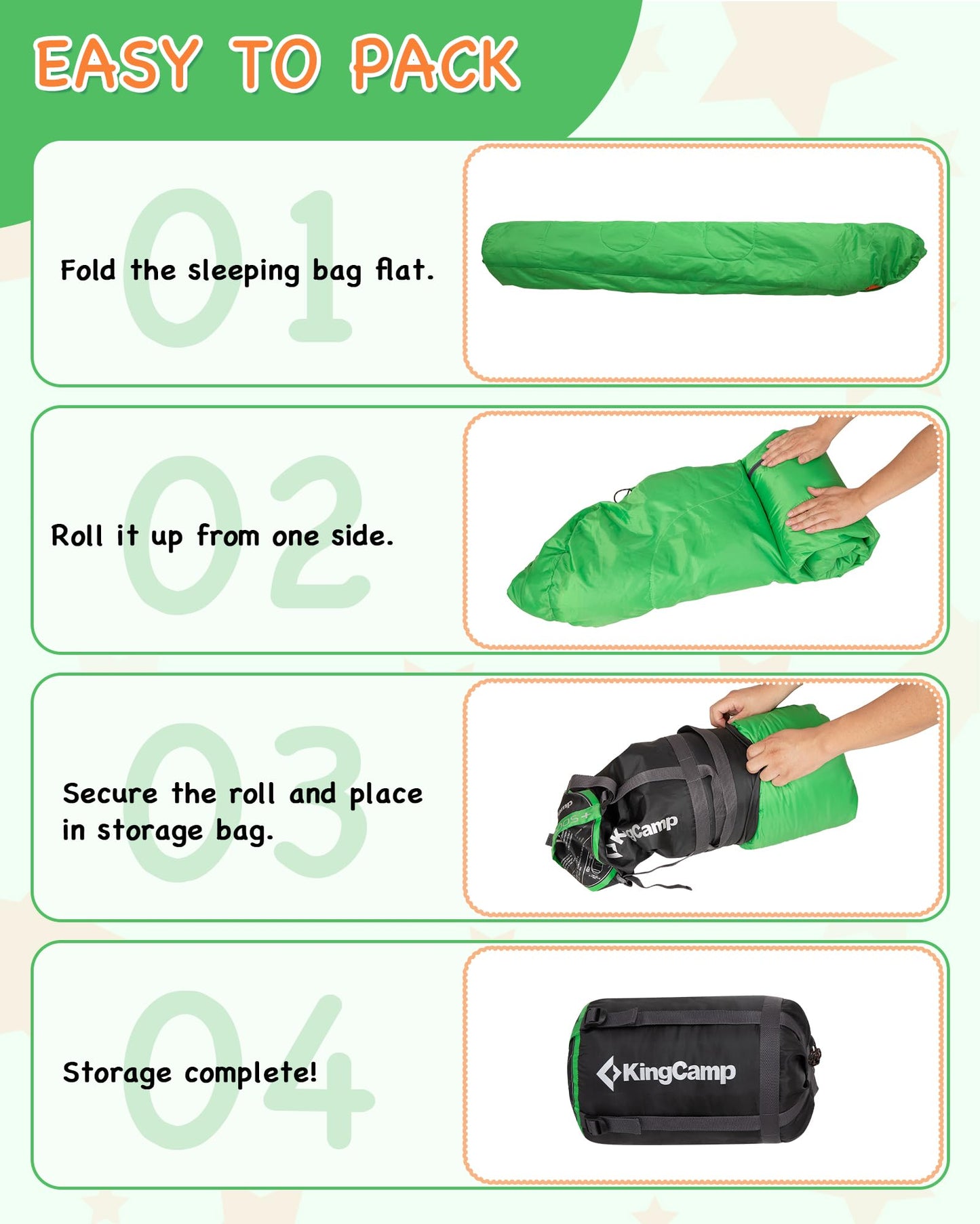 KingCamp Kids Mummy Sleeping Bag Easy to Pack and Storage