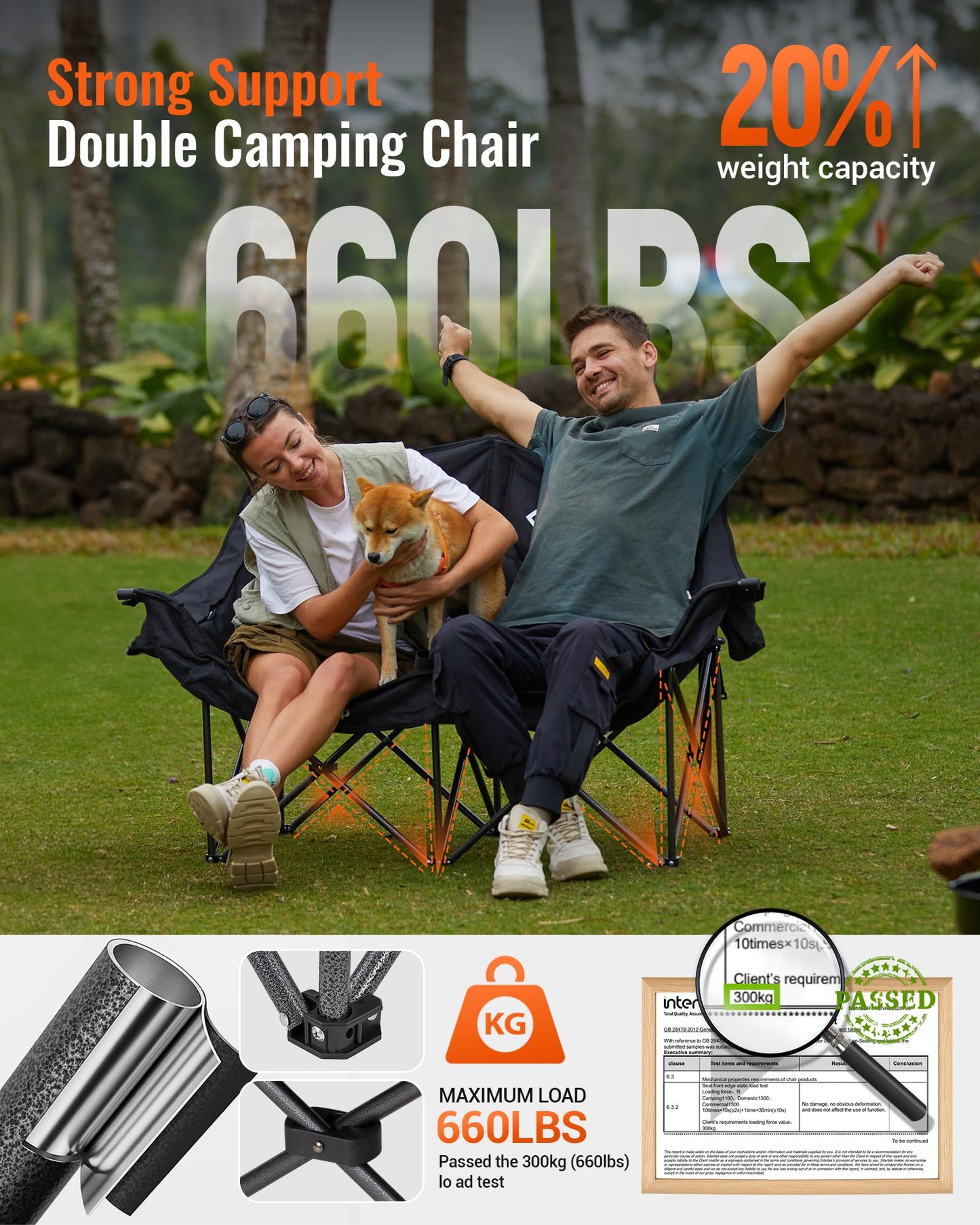 KingCamp Oversize Double Camping Loveseat with Strong Support