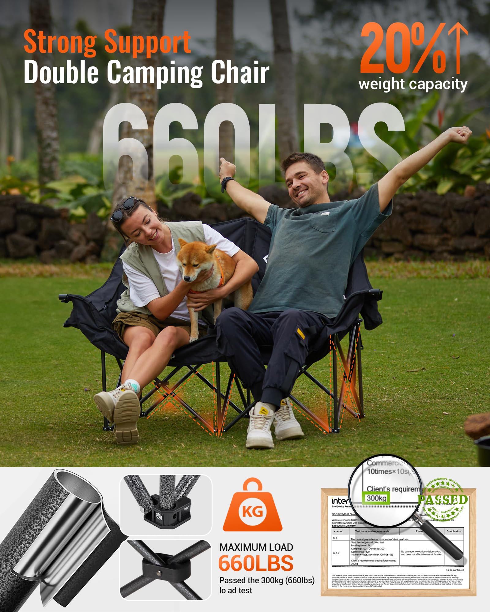 KingCamp Oversize Double Camping Loveseat with Strong Support