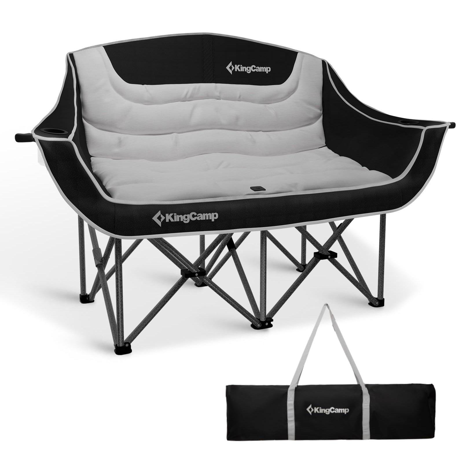 KingCamp Oversize Double Camping Loveseat ¨C Heavy-Duty Outdoor Chair with Cup Holders, Supports 660 lbs
