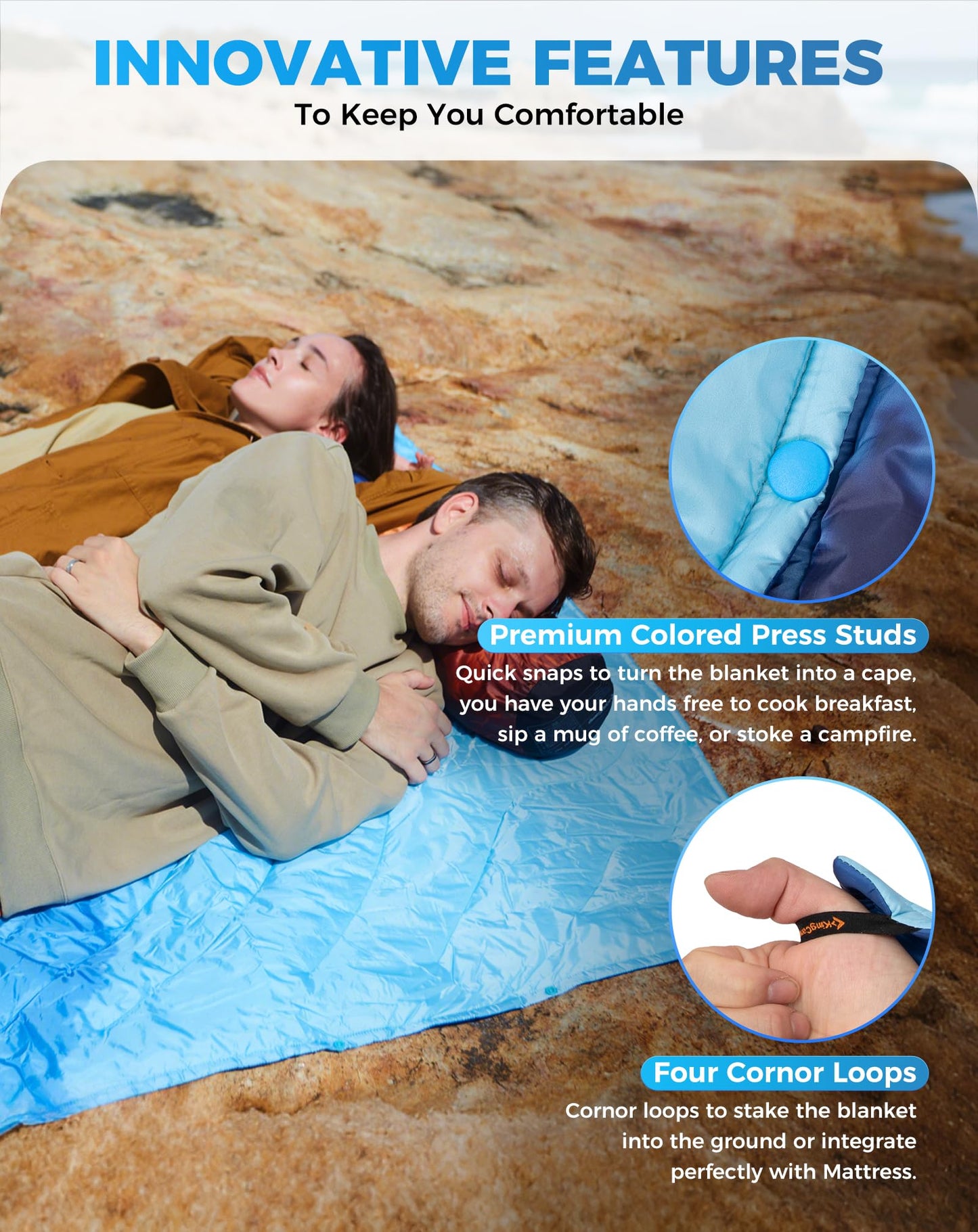 KingCamp SMART 150 XL Ultralight Camping Blanket â€?Packable, Wearable & Water-Repellent for Outdoor & Stadium Use