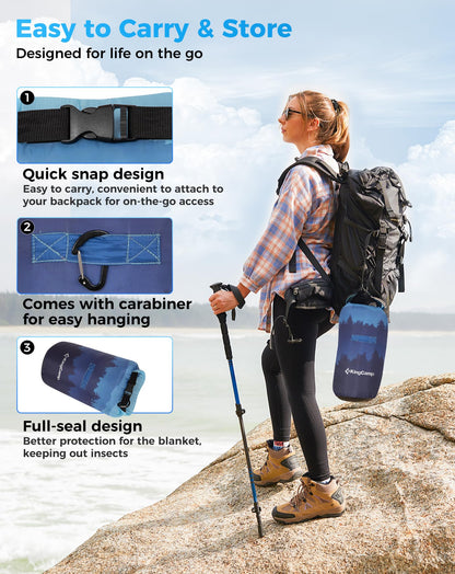 KingCamp SMART 150 XL Ultralight Camping Blanket â€?Packable, Wearable & Water-Repellent for Outdoor & Stadium Use