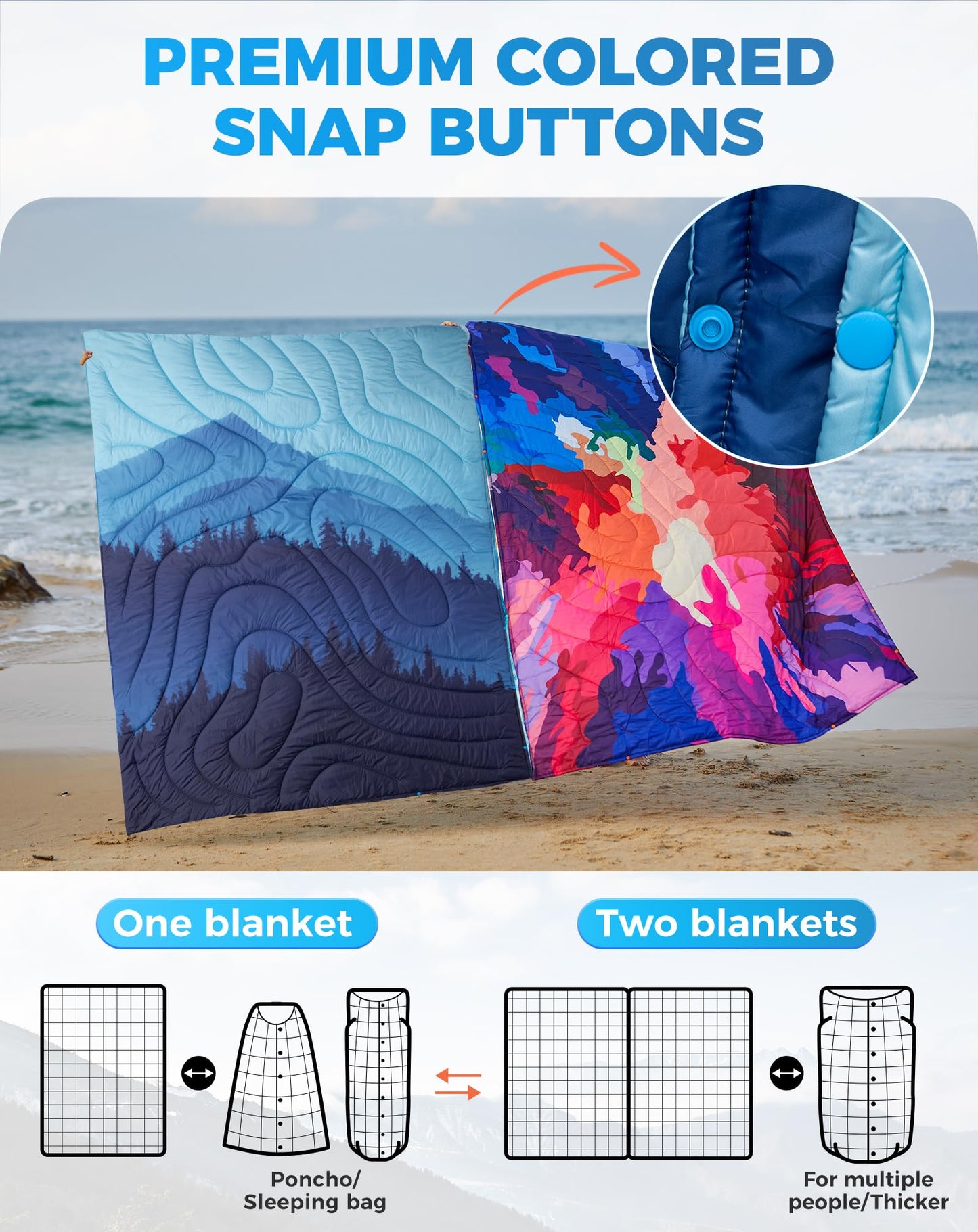 KingCamp SMART 150 XL Ultralight Camping Blanket â€?Packable, Wearable & Water-Repellent for Outdoor & Stadium Use