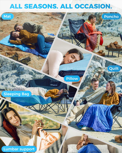 KingCamp SMART 150 XL Ultralight Camping Blanket â€?Packable, Wearable & Water-Repellent for Outdoor & Stadium Use