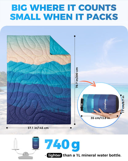 KingCamp SMART 150 XL Ultralight Camping Blanket â€?Packable, Wearable & Water-Repellent for Outdoor & Stadium Use