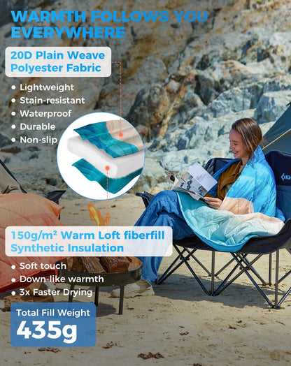 KingCamp SMART 150 XL Ultralight Camping Blanket â€?Packable, Wearable & Water-Repellent for Outdoor & Stadium Use