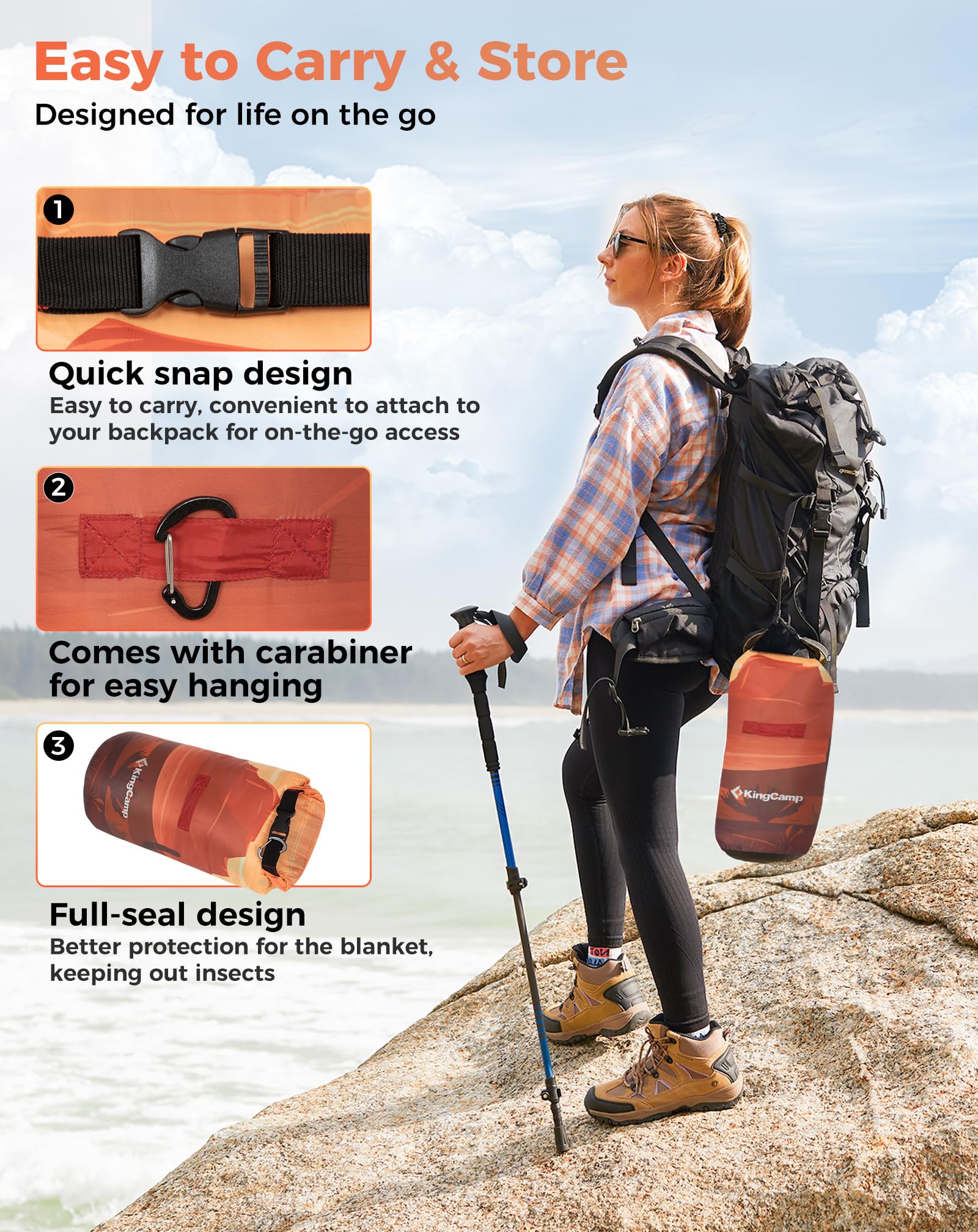 KingCamp SMART 150 XL Ultralight Camping Blanket â€?Easy to Carry and Store