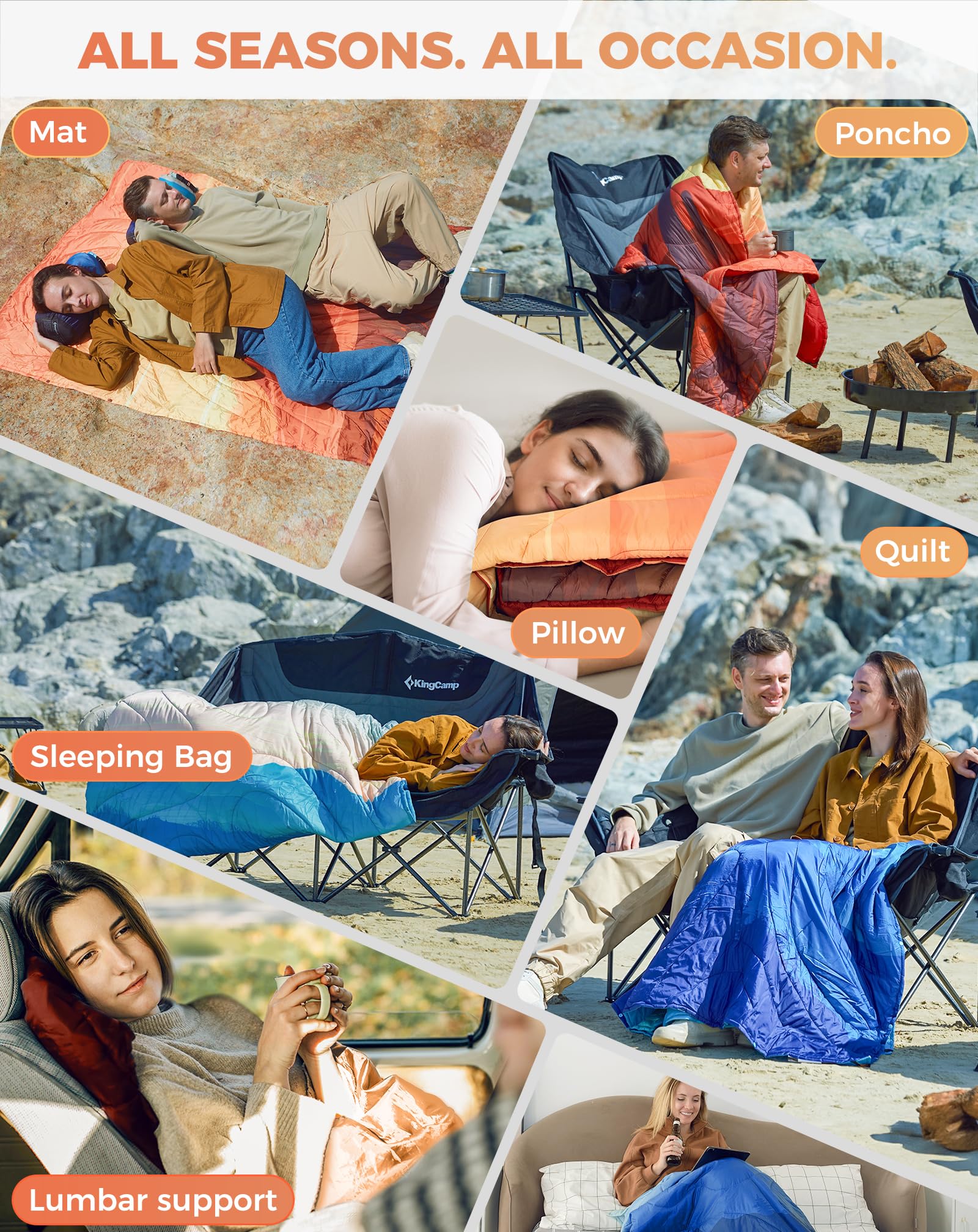 KingCamp SMART 150 XL Ultralight Camping Blanket â€?Packable, Wearable & Water-Repellent for Outdoor & Stadium Use