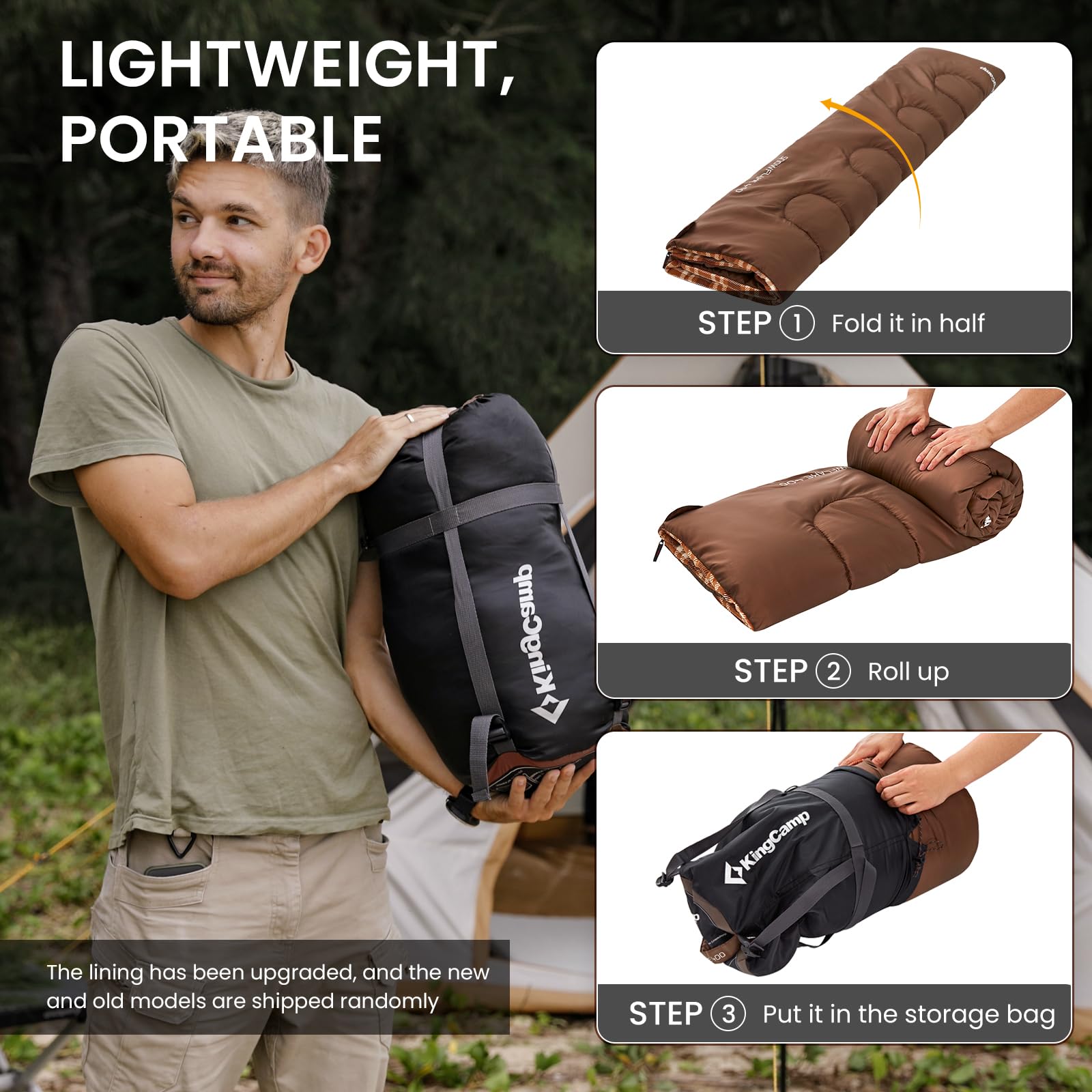 KingCamp SNOWFLAKE 400 Cold Weather Sleeping Bag for Adults - 4-Season, Wide, Waterproof, Converts to Double