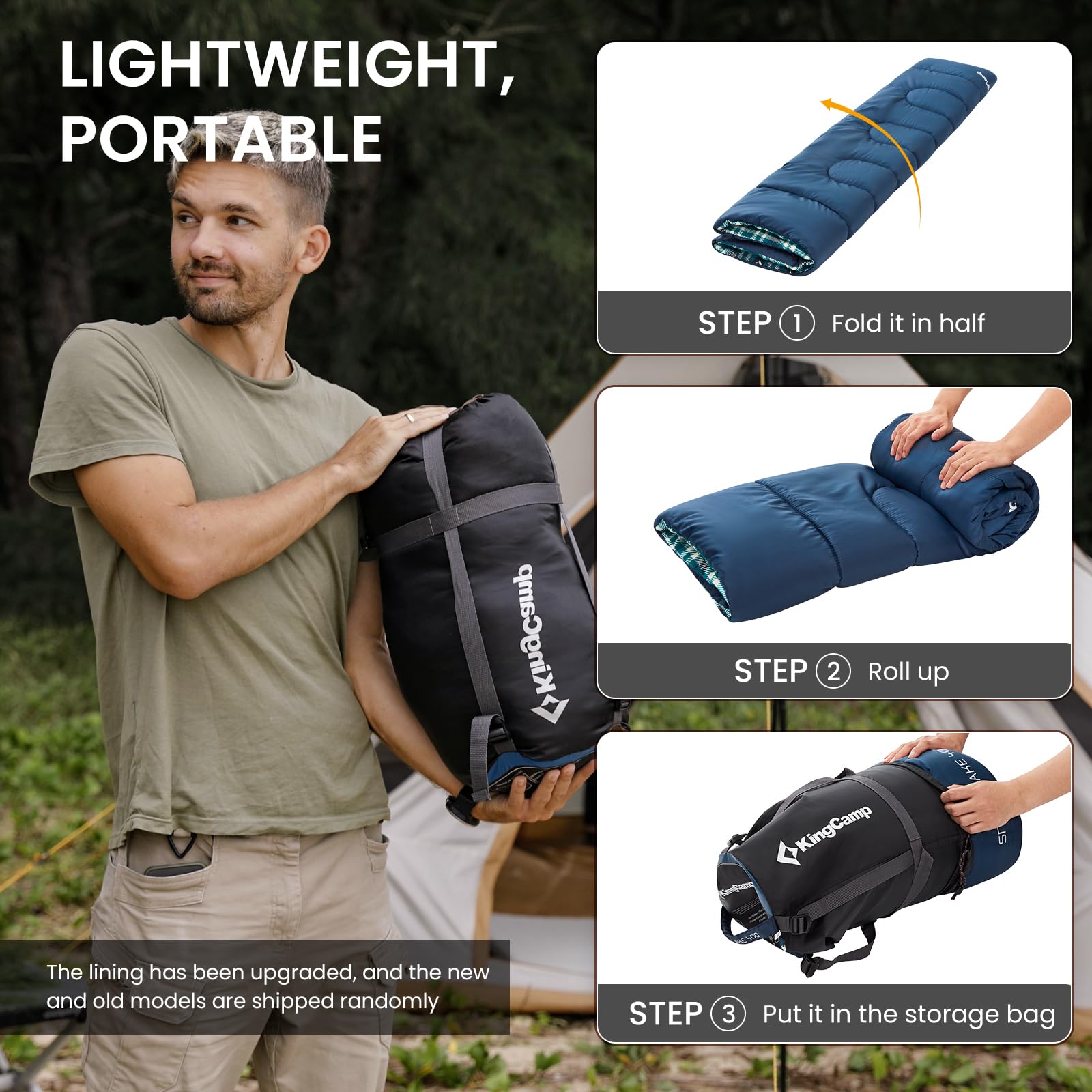 KingCamp SNOWFLAKE 400 Cold Weather Sleeping Bag for Adults - 4-Season, Wide, Waterproof, Converts to Double