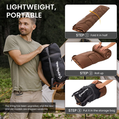 KingCamp SNOWFLAKE 400 Versatile All-Season Sleeping Bag ¨C Wide, Convertible to Double, Flannel Lined for Camping, Hiking, and Outdoor Adventures