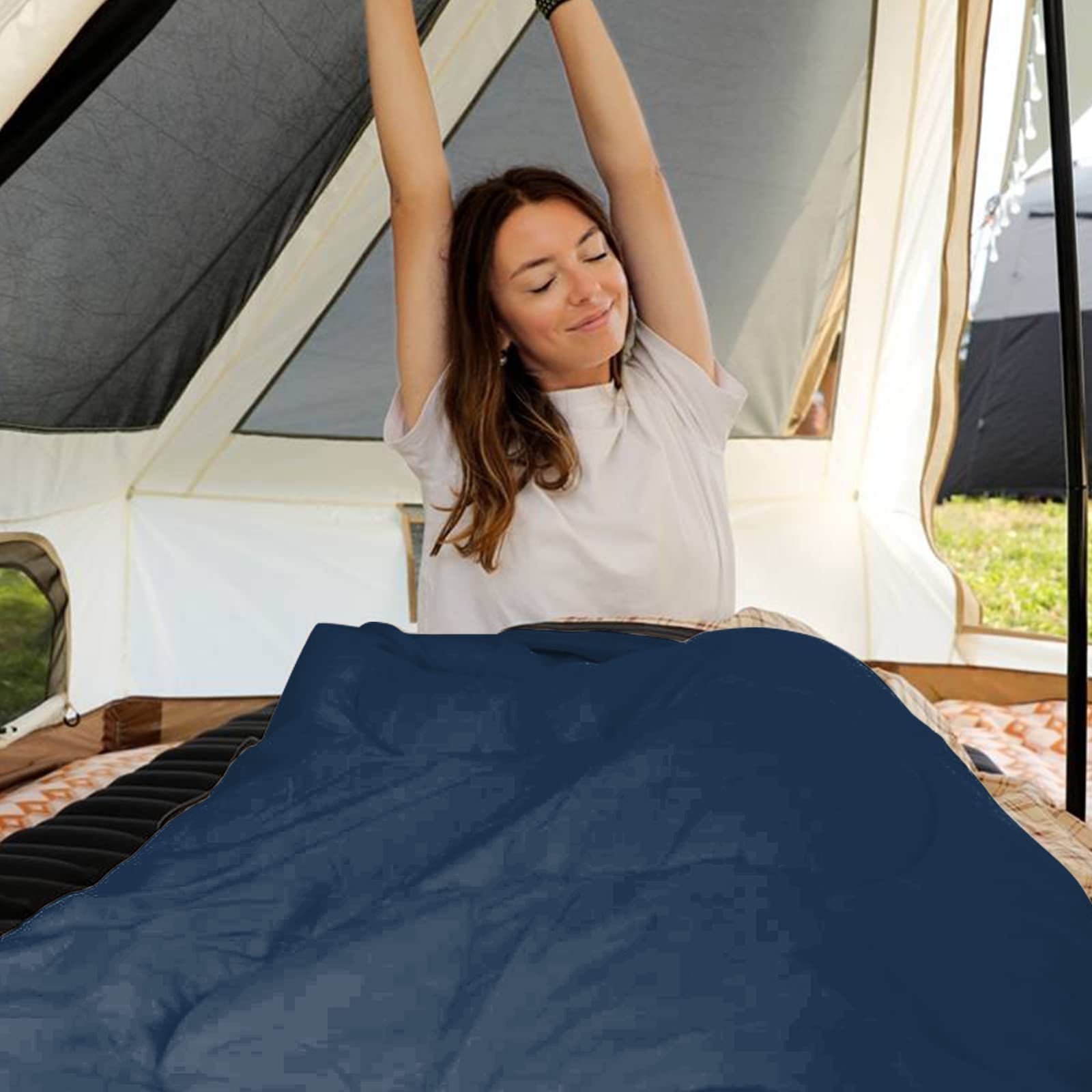 KingCamp SNOWFLAKE 400 Versatile All-Season Sleeping Bag ¨C Wide, Convertible to Double, Flannel Lined for Camping, Hiking, and Outdoor Adventures