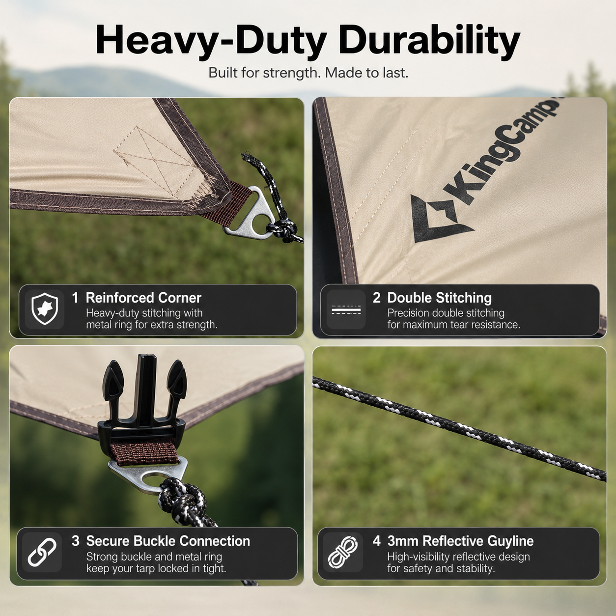 KingCamp Shield Hexa Tarp | 14.4ft x 14.4ft Blackout Sun Shelter with Hexagon Design, 210D Oxford Full Light-Blocking Canopy, PU3000mm Waterproof