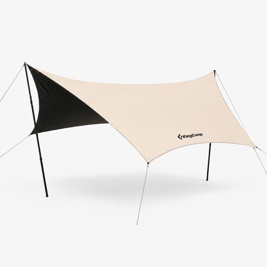 KingCamp Shield Hexa Tarp | 14.4ft x 14.4ft Blackout Sun Shelter with Hexagon Design, 210D Oxford Full Light-Blocking Canopy, PU3000mm Waterproof