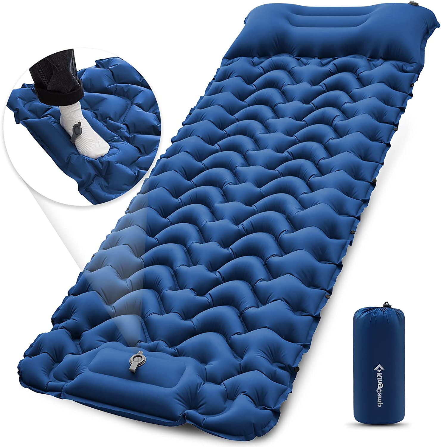 KingCamp Ultralight Self Inflating Sleeping Pad with Built-in Foot Pump and Pillow