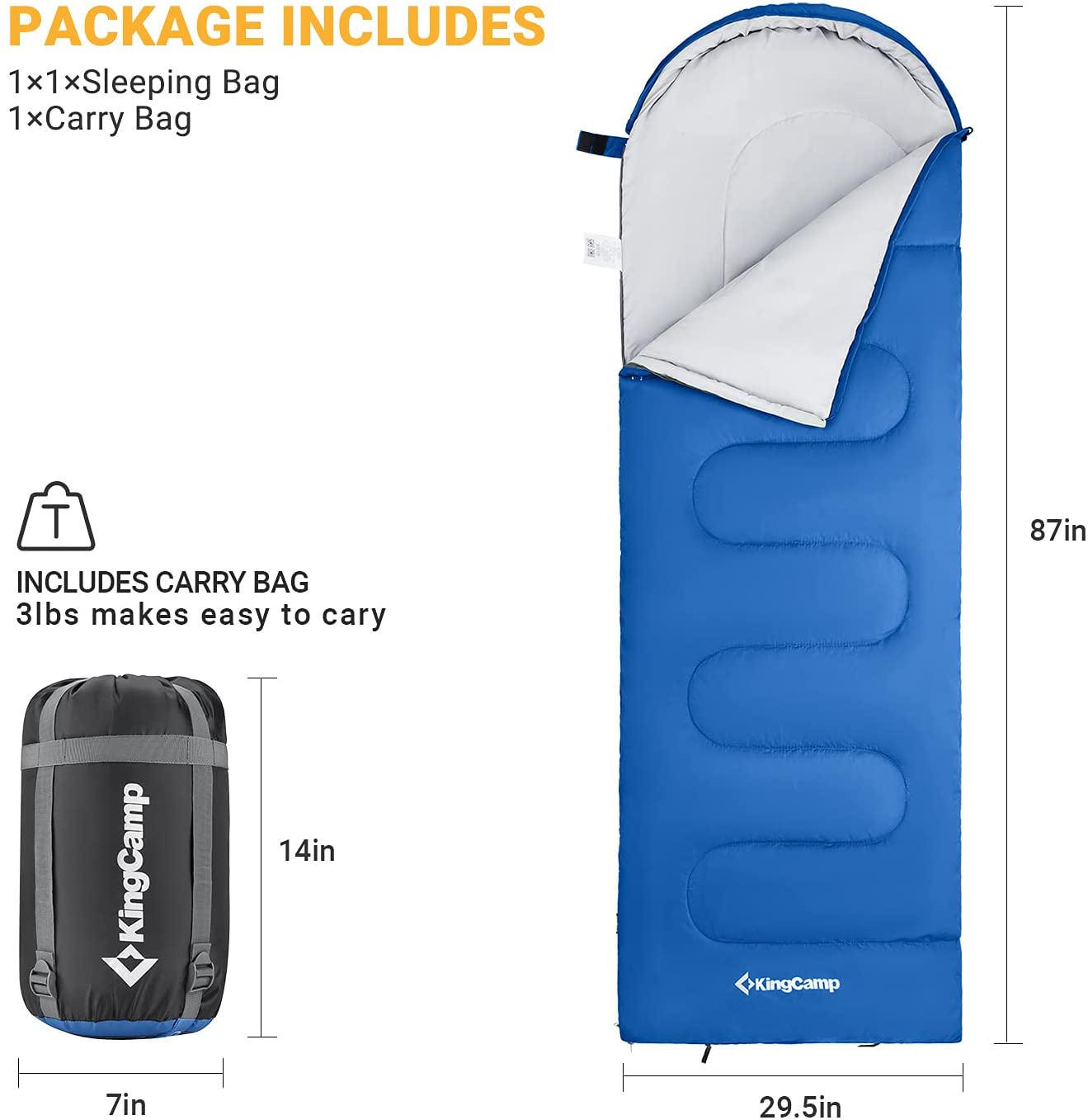 Kingcamp Joinable 3 Season Envelope Sleeping Bag