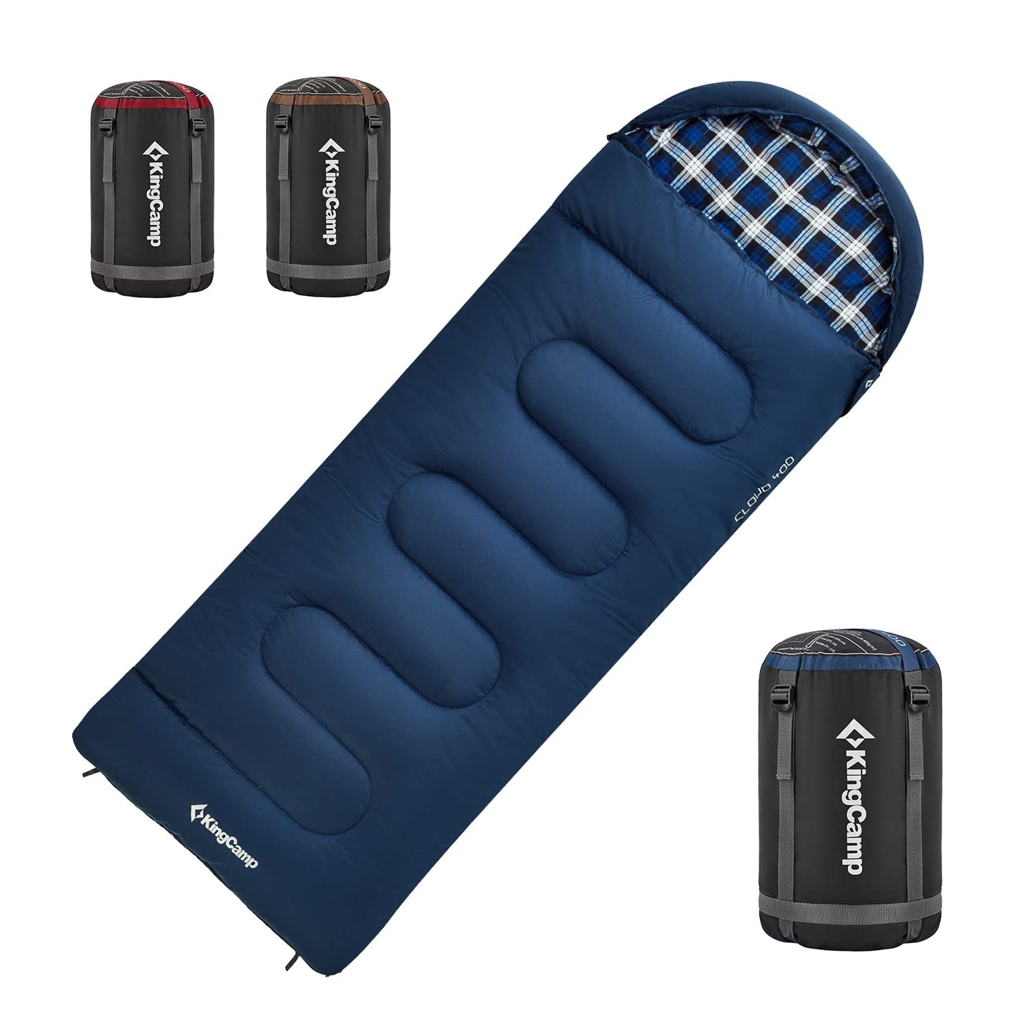 KingCamp CLOUDY 400 Sleeping Bag-Envelope With Hood Navy
